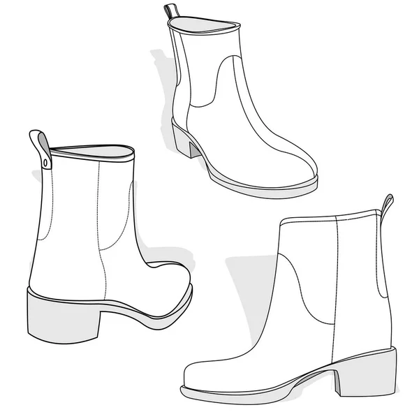 Botas de tornozelo feminino moderno isolado — Vetor de Stock