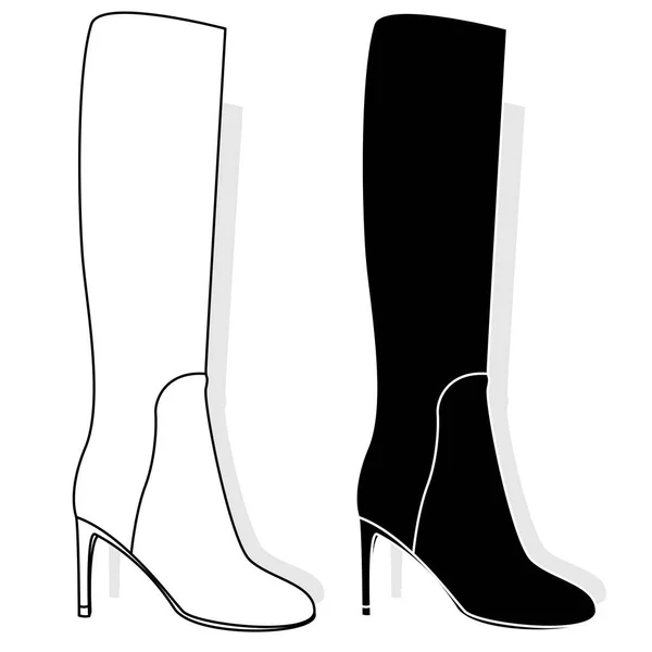 Botas femininas altas, isoladas em branco — Vetor de Stock