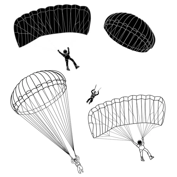 Parachute illustratie collectie ingesteld op wit — Stockvector