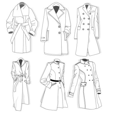 kadın ceket illüstrasyon izole beyaz.