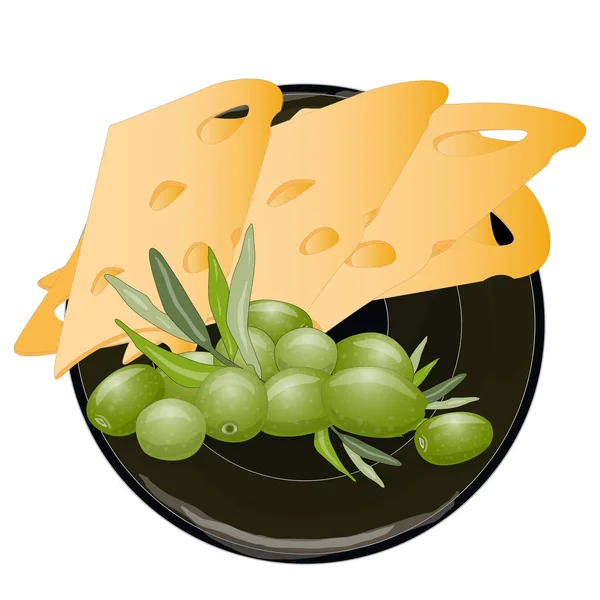 Käse Biomilch frische Lebensmittel Illustration. — Stockvektor