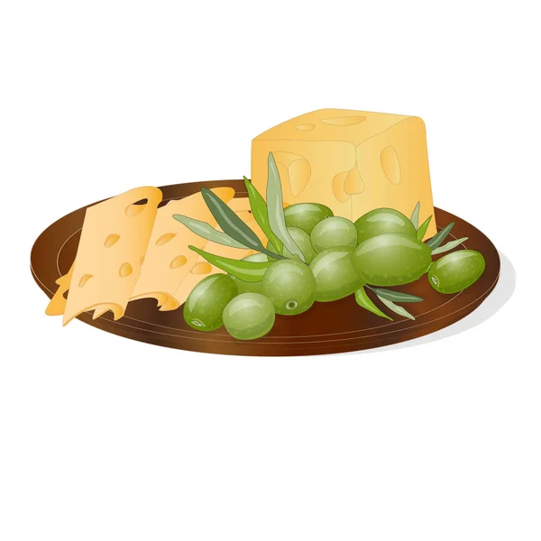 치즈 유기농 우유 신선한 음식 그림. — 스톡 벡터