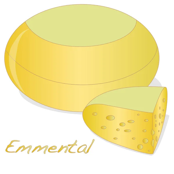 Kawałek sera emmental na białym tle. Produkt Mleczny, — Wektor stockowy