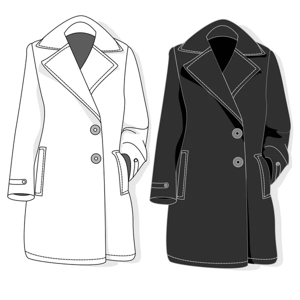 여성 코트 그림 흰색 절연. — 스톡 사진