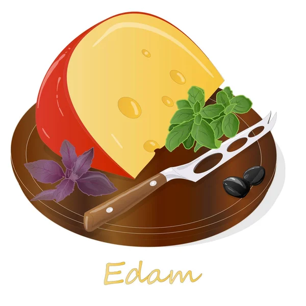Zestaw ilustracji kolekcja jedzenie ser Edam — Zdjęcie stockowe