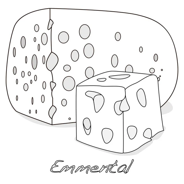 A piece of emmental cheese on white background. Dairy product, a