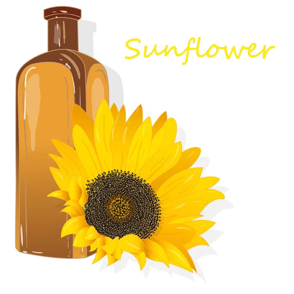 Sunflower oil bottle isolated on white illustration — Stock Vector