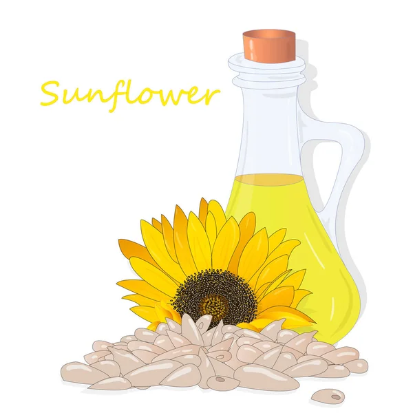 Butelka oleju słonecznikowego na białym tle na biały ilustracja — Wektor stockowy