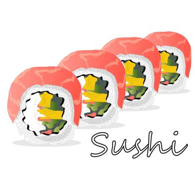 Philadelphia'nın illüstrasyon rulo suşi somon, karides, avoc