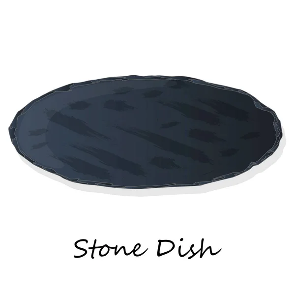 Bordo nero grigio scuro ardesia per piatti su sfondo bianco — Vettoriale Stock