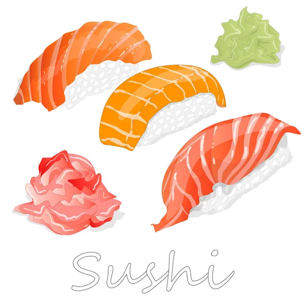 Nigiri Sushi ilustración sobre un fondo blanco — Vector de stock