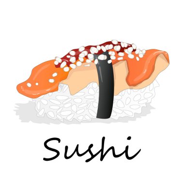 Beyaz bir arka plan üzerinde nigiri suşi illüstrasyon