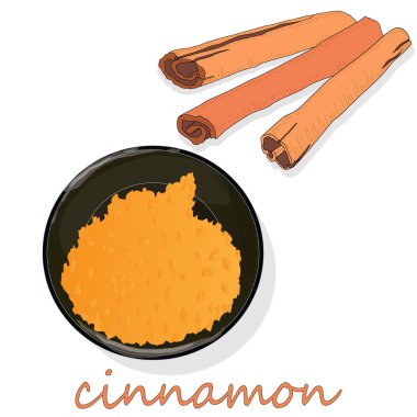 Tarçın çubukları beyaz arka planda izole edilmiş. Vektör illüstrasyonu