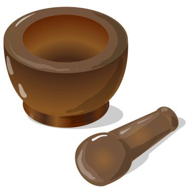Mortar & Pestle beyaz arka plan vektör illüstrasyon izole