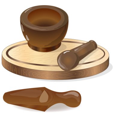 Mortar & Pestle beyaz arka plan vektör illüstrasyon izole