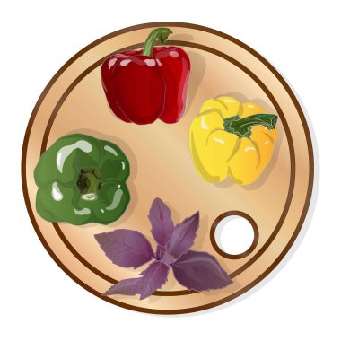 Beyaz arka planda lezzetli olgun biber. Vektör çizimi