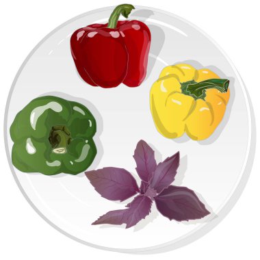 Beyaz arka planda lezzetli olgun biber. Vektör çizimi