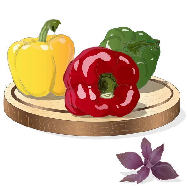 Tasty ripe bell peppers on white background. Vector illustration — Stock Photo, Image