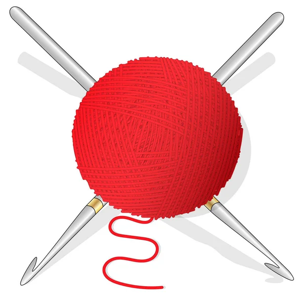 针织和钩针用毛球 白色背景上的矢量图像 — 图库矢量图片