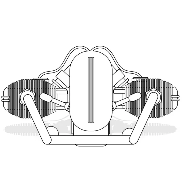 Motorcykel Motor Illustration Vit Bakgrund Design Svartvitt Element Vektorillustration — Stock vektor