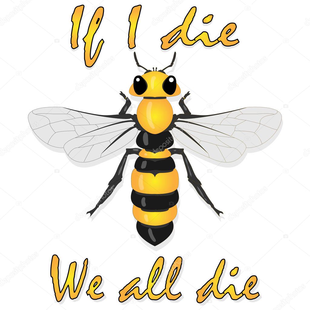Bee illustration - vector text quotes and bee drawing. Lettering