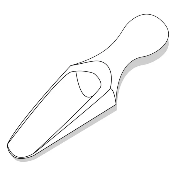 Empty Wooden Scoop White Background Vector Illustration Monochrome Image — 스톡 벡터