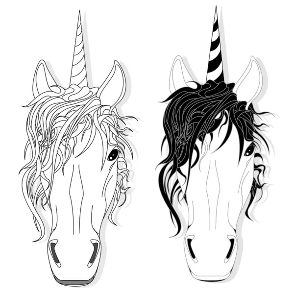 Ilustrasi Kepala Unicorn Terisolasi Pada Latar Belakang Putih Vektor Ilustrasi - Stok Vektor