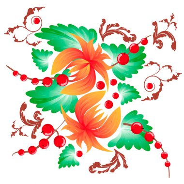 Çiçek Ukraynalı vektör görüntüsü. Petrykivka tarzında çiçek