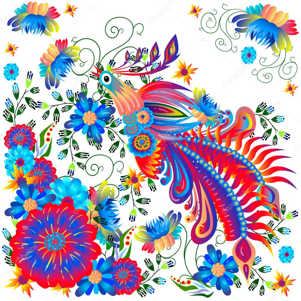 Floral ukrainian vector image. Flower in the style of Petrykivka