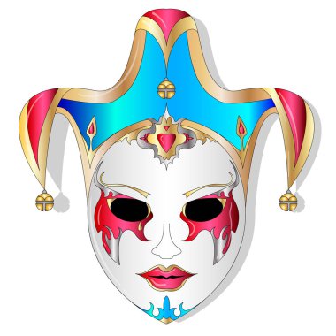 Yüzü maske takar gibi. Beyaz arkaplanda izole vektör illüstrasyonu.