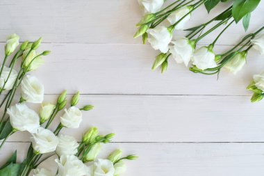 Valentine card.Template greeting card for Valentine's Day. Spring card for Mother's Day, Women's Day. Greeting card with white eustomas .copy space. Congratulations on wedding or anniversary. March 8
