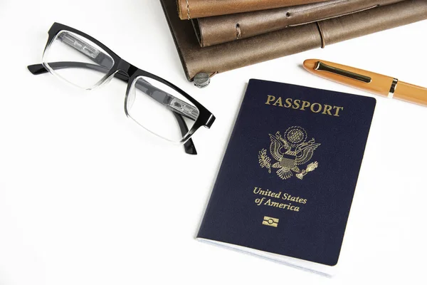 American Passport With Travel Items — Stock Photo, Image