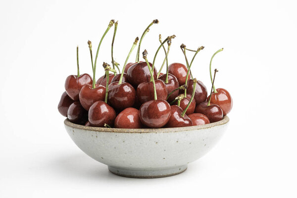 Fresh Cherries In A Small Round Bowl