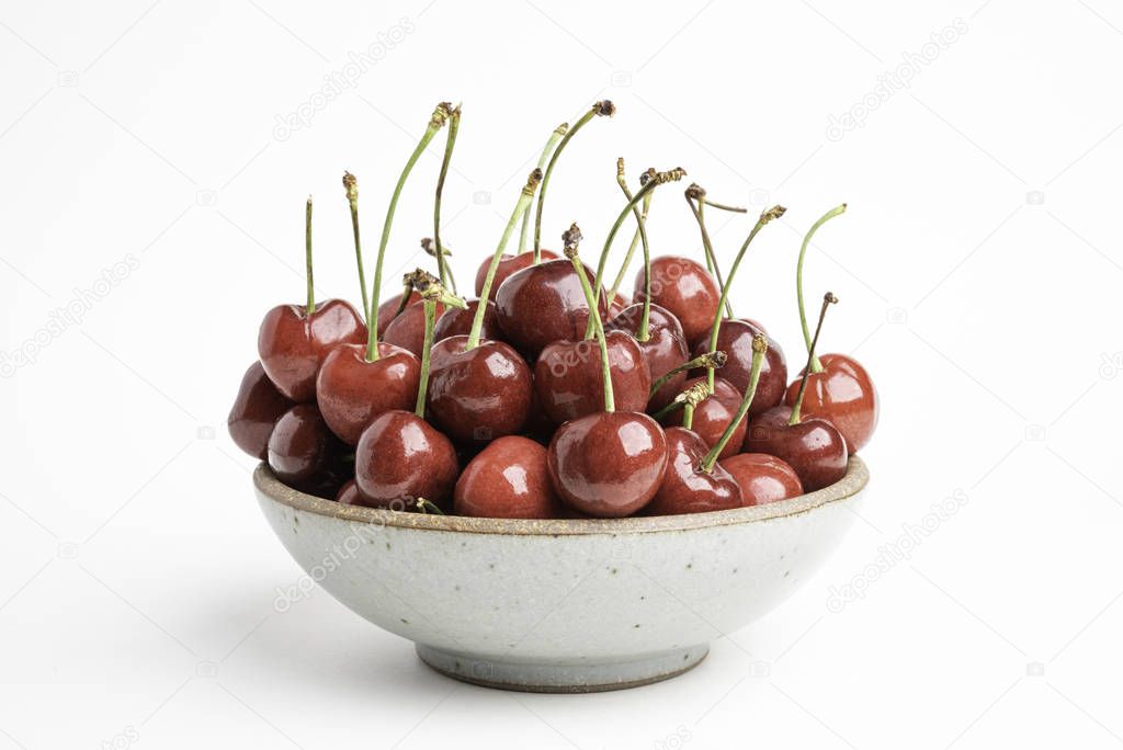 Fresh Cherries In A Small Round Bowl