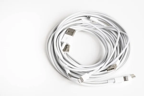A Swirl Of White Apple Cables — Stock Photo, Image