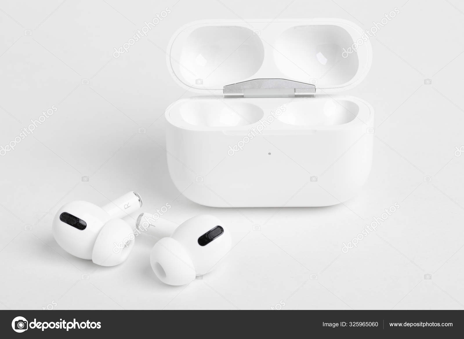 Apple AirPods Pro Buds With Open Charging Case Stock Editorial