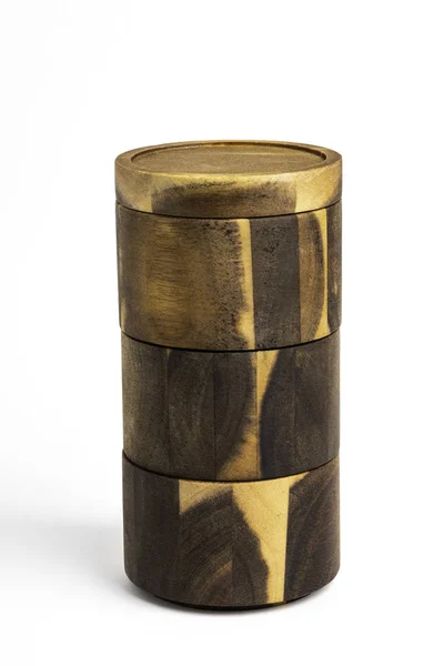 Wieżowiec Bamboo Wood Condiments Vessel — Zdjęcie stockowe