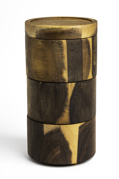 Towering Bamboo Wood Condiments Vessel