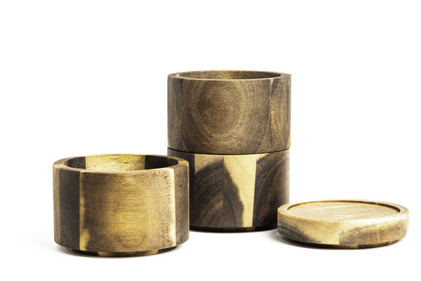 Stacking Bamboo Wood Condiments Vessel