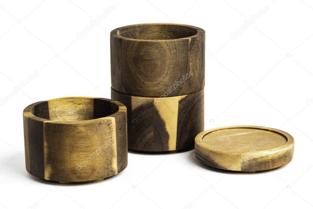 Stacking Bamboo Wood Condiments Vessel