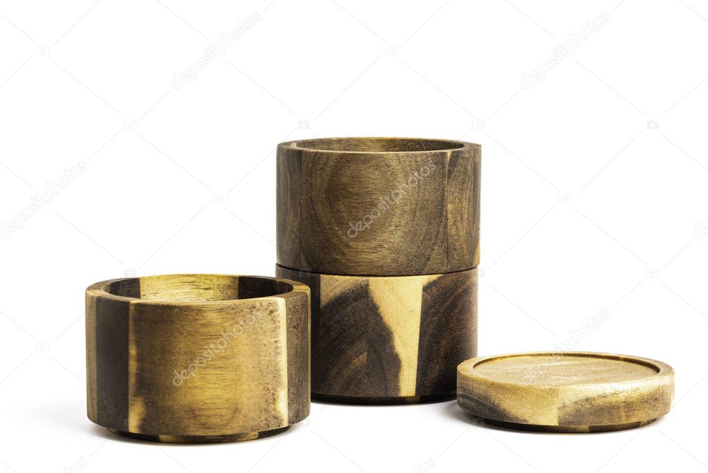 Stacking Bamboo Wood Condiments Vessel