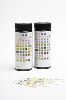 Urine Test Strips & Bottles With Guide Markers clipart