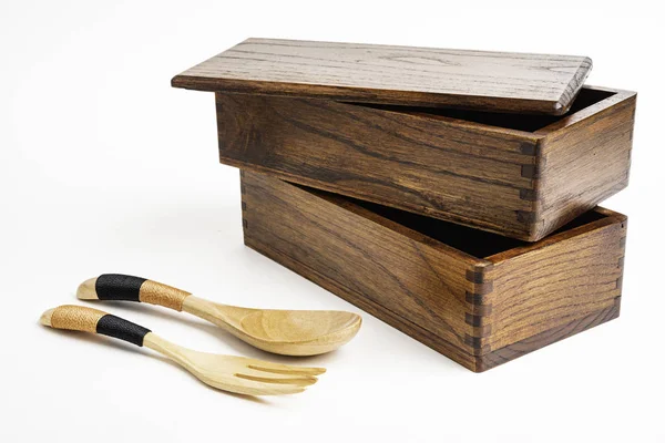 Traditionelle japanische Holz-Bento-Box — Stockfoto