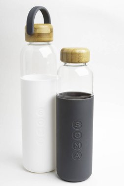 Two SOMA Glass Water Bottles clipart