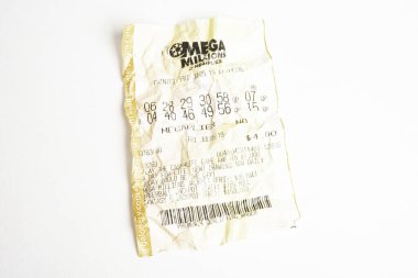 Crumpled Mega Millions Lottery Printout Tickets