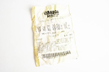 Crumpled Mega Millions Lottery Printout Tickets clipart
