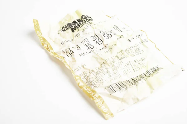 Crumpled Mega Millions Lottery Printout Tickets — Stock Photo, Image