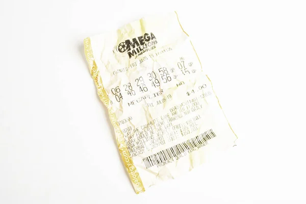 Crumpled Mega Millions Lottery Printout Tickets — Stock Photo, Image