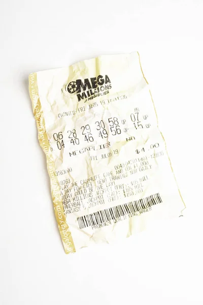 Biglietti Crumpled Mega Millions Lotteria Printout — Foto Stock