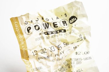 Crumpled Georgia Powerball Lottery Printout Tickets